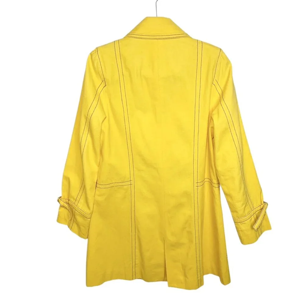 FRANCIS VALENTINE Double Breasted Cotton Trench Coat With Contrast Stitching - Picture 5 of 10